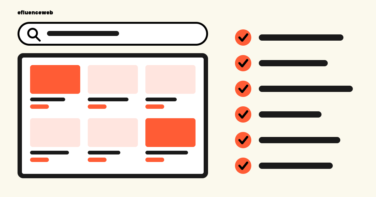 Checklist of six B2B ecommerce SEO steps beside a product catalogue page